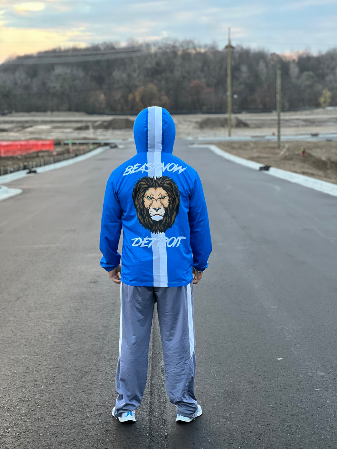 BeastNOW Detroit Windbreaker in Honolulu Blue - front view